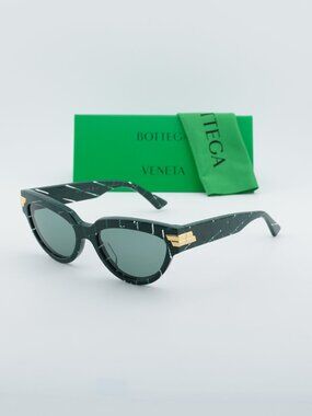 Bottega Veneta BV1035S 004 Cat Eye Sunglasses - Green / Green